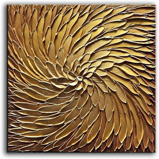 YaSheng Art -30x30inch Large Abstract Art Oil Paintings on Canvas metal golden Gradient color Abstract Artwork Modern Home Decor Canvas Wall Art Ready to Hang for Living Room Bedroom