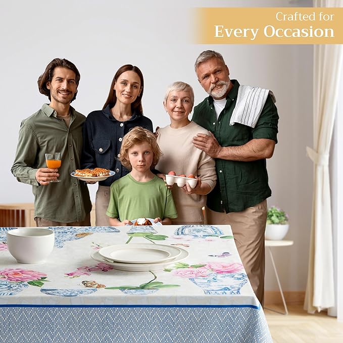 Maison d' Hermine Table Cloth Rectangle Table 100% Cotton 60 x 120 Inches Tablecloth Reusable Decorative Everyday Use for Dining Room, Farmhouse, Home, Party, Festive & Wedding Spring Summer - Canton