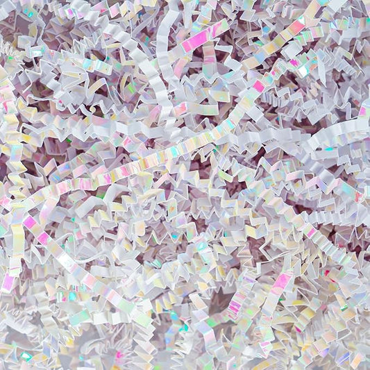 Uptotop 2 LB Supply Crinkle Cut Paper Shred Filler for Gift Wrapping Basket Filling, Birthday, Christmas, Thanksgiving, Wedding, Mother's Day, Diamond White