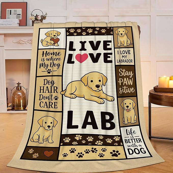 Labrador Retriever Blanket Cute Dog Throw Blanket Love Lab Puppy Soft Cozy Fleece Fuzzy Stuffed Plush Flannel Animal Gifts for Girls Women Boys Kids Adults 40''x50''