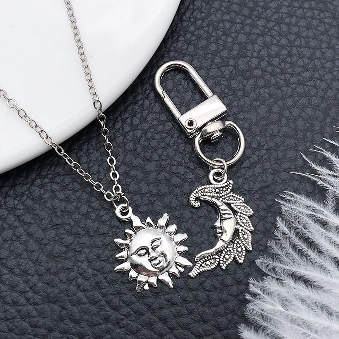 WOCRAFT 60pcs Antique Silver Sun Moon Star Bracelet Charms for Jewelry Making Sets DIY Necklace Bracelet Keychain Crafting Charms Kit Craft Supplies (SN833)