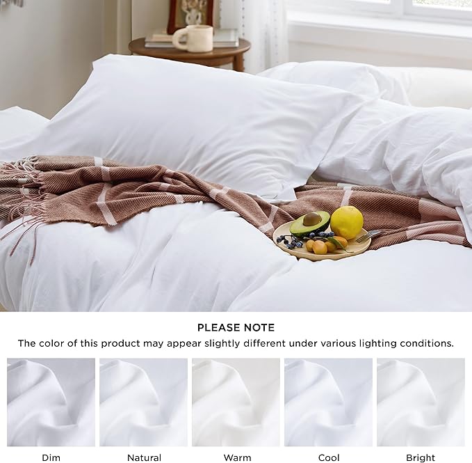 Bedsure Bright White Oversized King Duvet Cover - 3 Pieces Prewashed Cotton-Like Extra Soft Bedding Set, Includes 1 Duvet Cover 120x98 Inches with Zipper Closure & 2 Pillow Shams, No Comforter