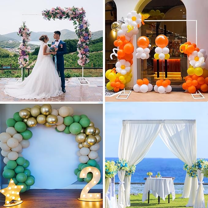 6.6FT White Metal Wedding Arches for Ceremony Square Balloon Arch Stand Rectangular Backdrop Stand for Anniversary Birthday Party Bridal Shower Home Indoor Outdoor Decoration