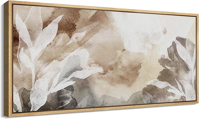 SIGNFORD Extra Large Framed Canvas Print Wall Art Whispers of Nature an Abstract Watercolor Illustrations Modern Art Relax/Calm Warm for Living Room, Bedroom, Office - 60"x30"