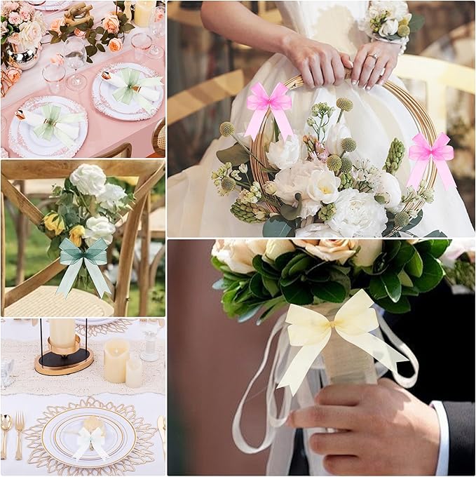 3/4 Inch x 50 Yards Sheer Organza Ribbon Chiffon Ribbon for Gift Wedding Flower Bouquet Wrapping Decorations Crafts (Yellow)