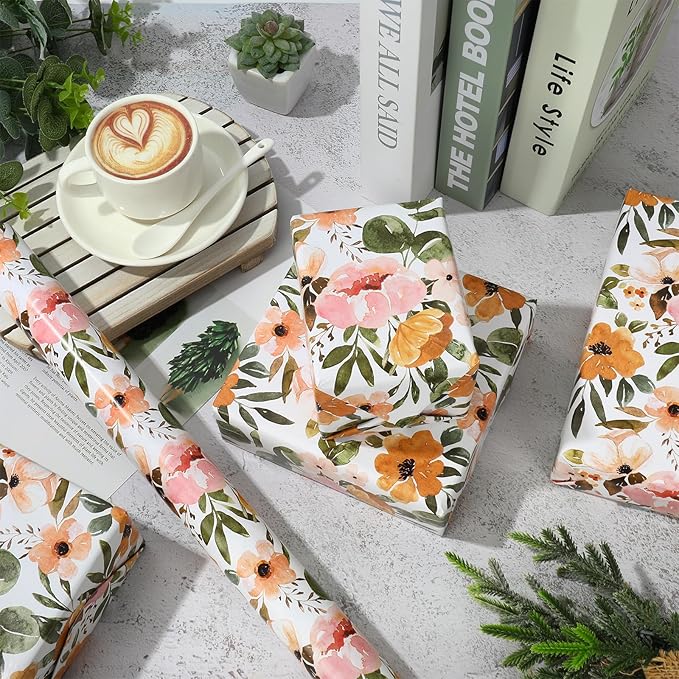 JarThenaAMCS Boho Floral Wrapping Paper Roll 16.9 In x 32.8Ft Spring Flower Gift Wrap Paper Watercolor Decorative Art Paper for Wedding Baby Shower Birthday Gift Packing Supplies
