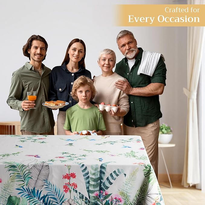 Maison d' Hermine Table Cloth Rectangle Table 100% Cotton 60 x 90 Inches Tablecloth Reusable Decorative Everyday Use for Dining Room, Farmhouse, Home Party, Festive & Wedding Spring Summer - Tropiques