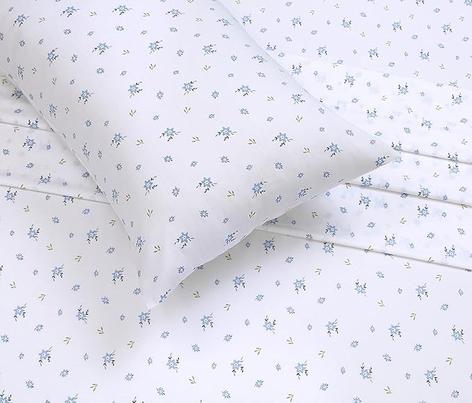 RUVANTI 100% Cotton Split King Sheets Sets for Adjustable Bed, 5 PCs, Soft & Breathable Percale Weave Bedding, Deep Pocket 16", Hotel Standard, Crisp Cool Feel & Durable, Floral Sheet, Phulkari