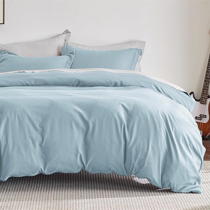 Bedsure Duvet Cover Full Size - Soft Double Brushed Bedding Set for Kids & Adults, Zipper Closure, 3 Pieces, Includes 1 Duvet Cover (80"x90") & 2 Pillow Shams, NO Comforter, Winter Sky