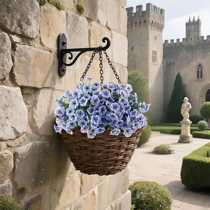 12 Bundles Artificial Flowers for Outdoor, UV Resistant Faux Mums with Eucalyptus Leaves Fake Plants for Outdoor Planters Greenery Boxwood Porch Patio Decoration