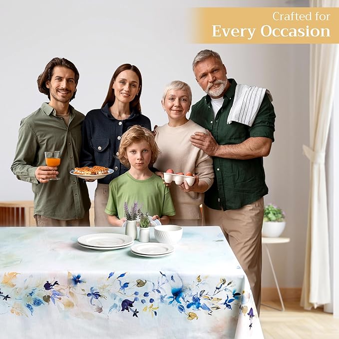 Maison d' Hermine Table Cloth Rectangle Table 100% Cotton 70 x 120 Inches Tablecloth Reusable Decorative for Dining Room, Farmhouse, Home, Party, Festive & Wedding Spring Summer - Lazy Summer Days