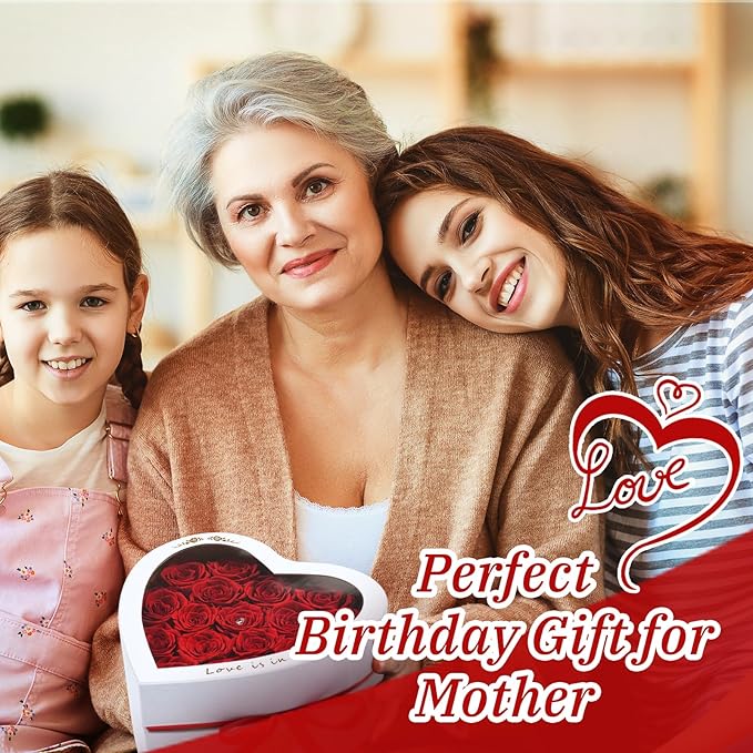 Luxury Preserved Roses – Forever Real Roses Flowers for Delivery in a White Box, Preserved Flowers Birthday Gifts for Women Mom Wife, Ideal for Anniversary (Red 16 Roses, 16 Roses)