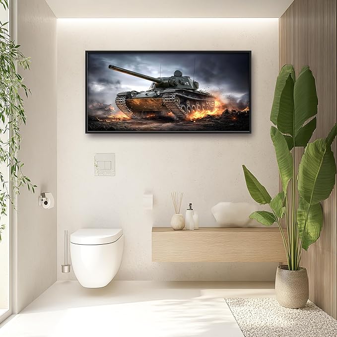 Military Tank Large Wall Art Framed Wall Decor for Living Room Tank Pictures Oversized Canvas Print Painting Modern Extra Large Artwork for Bedroom Office Home Decor 60"x30"