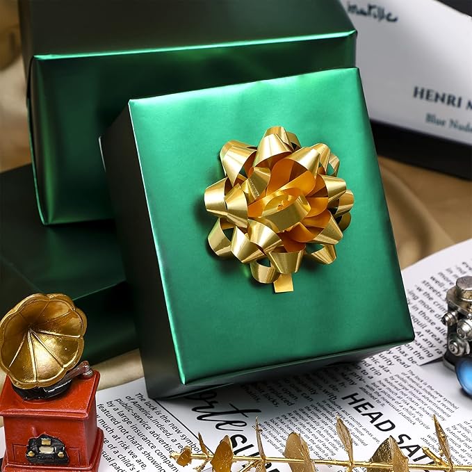 RUSPEPA Forest Green Wrapping Paper - Christmas Wrapping Paper Matte Metallic Foil Dark Green Gift Wrap Paper Roll for Wedding, Birthday, Christmas, Baby Shower, St Patrick's Day Gifts - 17 Inches X 32.8 Feet