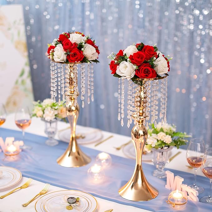 Flower Centerpieces for Wedding Tables: Wedding Table Decorations Red & White Flower Balls Centerpieces for Engagement Cerebration Party Center Pieces 10 Packs