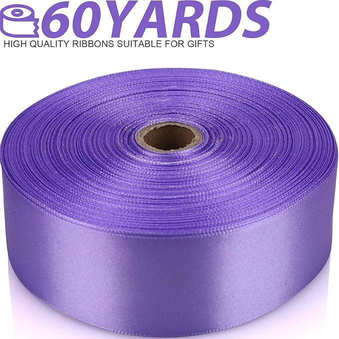 1-1/2 Inch 60 Yards Light Purple Solid Satin Ribbon for Gift Wrapping,Craft Floral Bouquets,Wedding Party,Timeless Flower,Decoration Floral Hair,Balloons