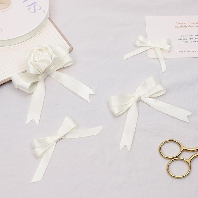 Antique White Satin Ribbon, Double Faced 1/2 Inch X 25 Yards Antique White Ribbon, Premium Satin Ribbon for Gift Wrapping, Crafts, Hair Bow Making, Sewing, Flower Bouquet, Wedding Party Decor
