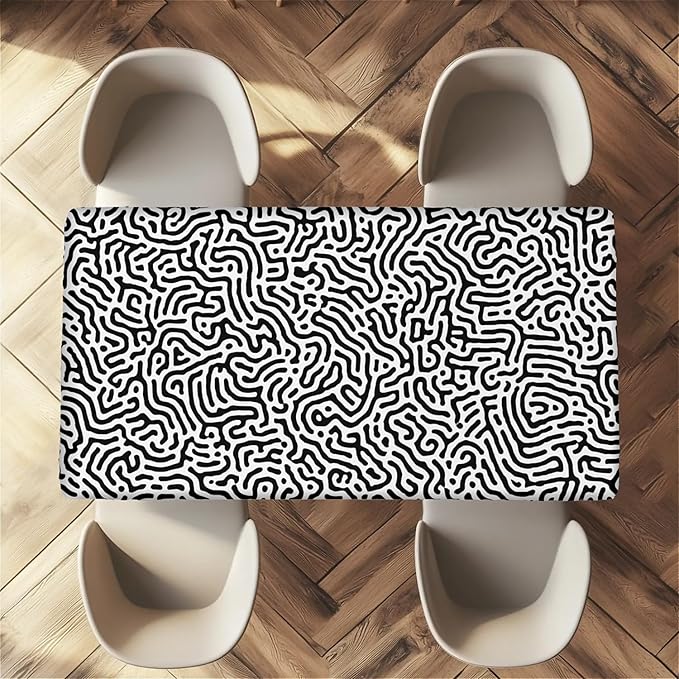 Rectangle Table Cloth Cover Waterproof Elastic Fitted Polyester Fitted Tablecloths for 4 Foot Tables for Indoor,Picnic, Camping, Outdoor （48" x 24"，Abstract Geometry）