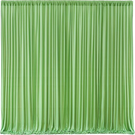 Sage Green Backdrop Curtain 6 Panels-Wrinkle-Free Green Curtains Polyester Photography Drapes for Baby Shower Birthday Party Photo Background Backdrop Stand- 24 X10FT (Sage Green)