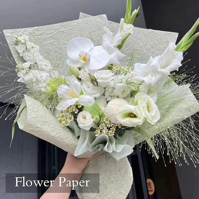 LLBWKC 20 Sheets Korean Cotton Flower Wrapping Paper, Non-Woven Waterproof Floral Bouquet Paper for Florist Supplies, Gift Packaging 23x23 in