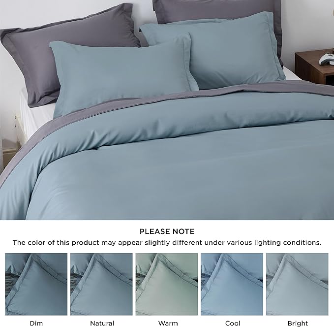 Bedsure Duvet Cover King Size - Soft Double Brushed Bedding Set for Kids & Adults, Zipper Closure, 3 Pieces, Includes 1 Duvet Cover (104"x90") & 2 Pillow Shams, NO Comforter, Mineral Blue