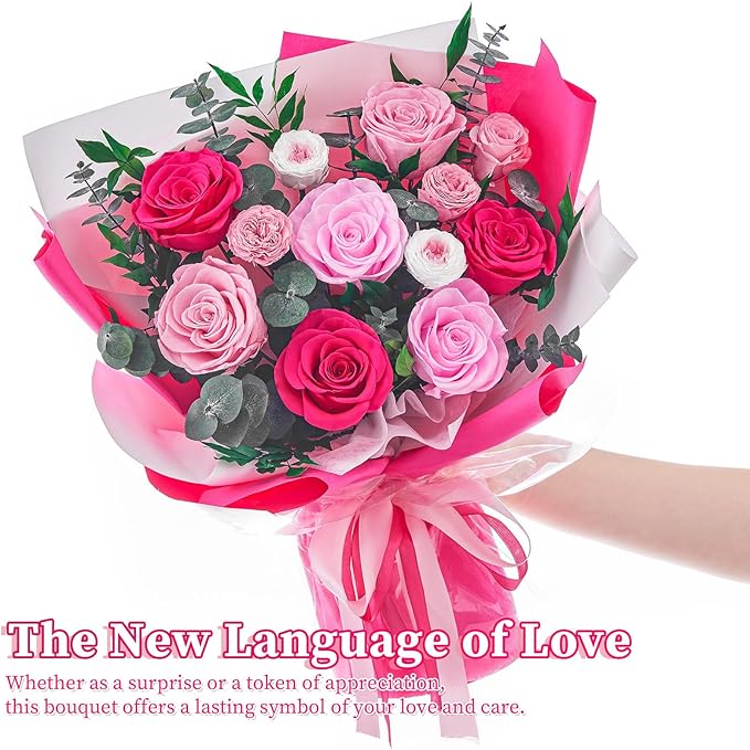 Flowers for Delivery Prime Forever Flowers Preserved Roses Bouquets Purple Flower Birthday Gifts for Women Valentine's Day Mothers Day Graduation