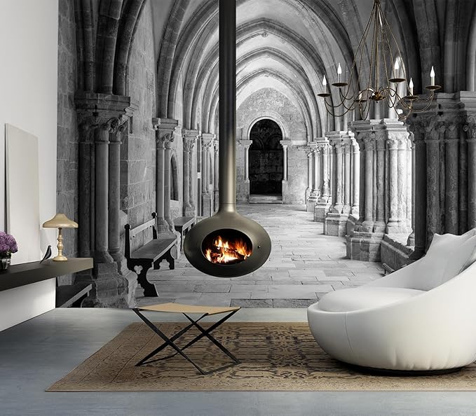Eierme-Vaulted Ceiling Inside The Monastery, Panoramic View of Beautiful Arcades Peel and Stick 137" x 102"