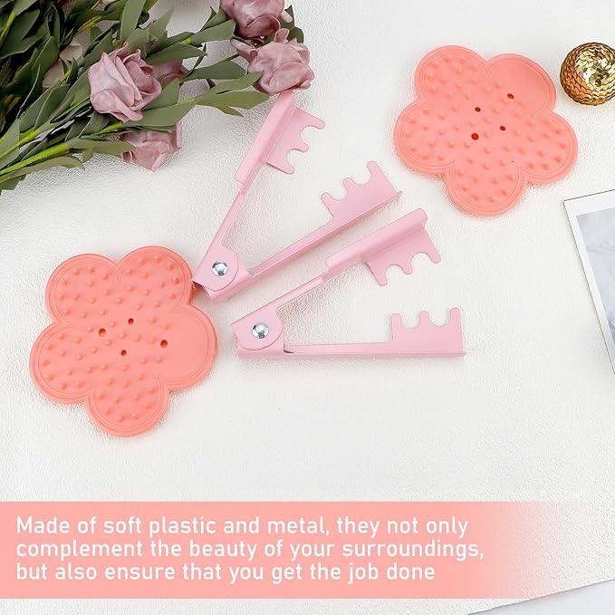 2 Sets Rose Thorn Remover for Stem, Sturdy Floral Thorn Stripper Tool Kit–Pink Flower-Shaped Steel Leaf Strippers for Florists, DIY Bouquets, Garden Arrangements
