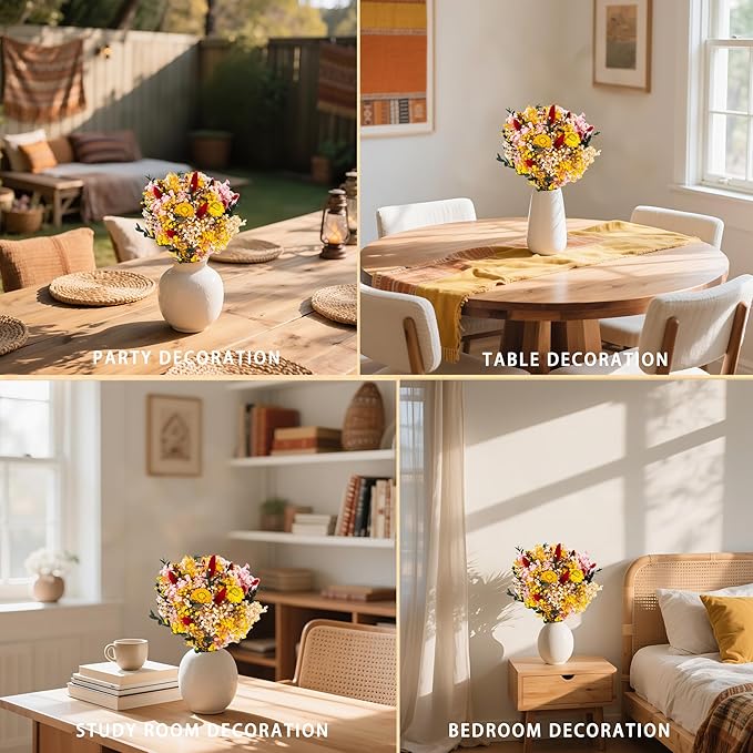 Vibrant Handmade Dried Flower Bouquet with Yellow, Pink, and Red Accents – Perfect for Home Décor, Weddings, and Gift Giving