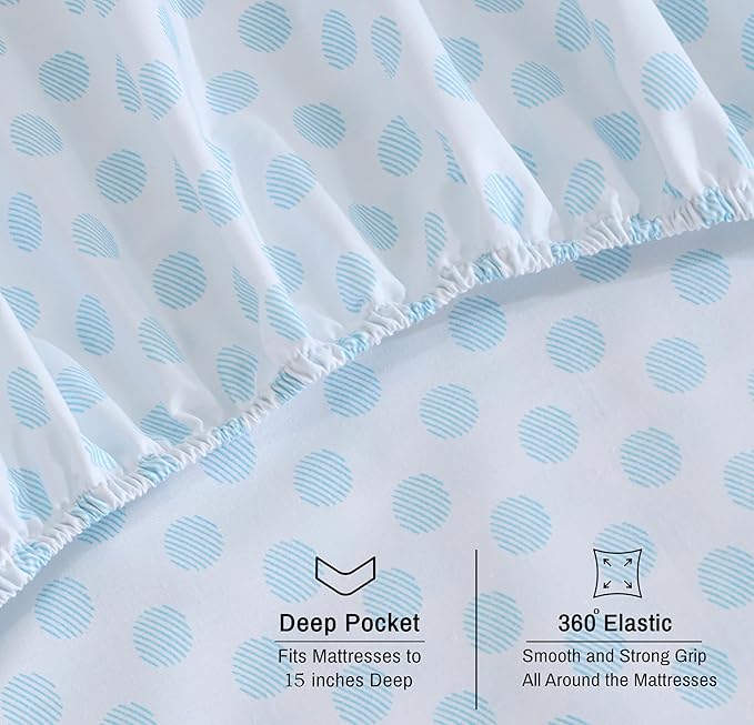RUVANTI 100% Organic Cotton Sheets Queen Size, Percale Weave, GOTS Certified, 4-Piece Set, Deep Pocket 15", Crisp & Breathable, Soft Durable Bedding, Sábanas Algodón Orgánico – Circle Imprint