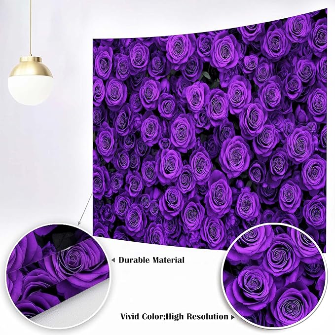 12x8ft Purple Flower Floral Backdrop Background Photography Flower Wall Lavender Backdrop for Party Wedding Girls Birthday Princess Mother's Day Bridal Shower Anniversary Banner Decor Studio Photo