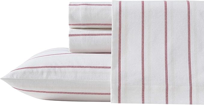 Eddie Bauer - King Bed Sheets, Cotton Flannel Bedding Set with Matching Pillowcases, Brushed for Extra Softness, Deep Pocket, Oeko-Tex Certified (Cooper Falls Red)