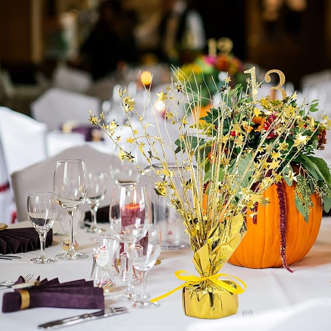 Crowye 3 Pieces Metallic Foil Spray Centerpiece Christmas Party Star Table Decoration Burst Centerpieces Fall Table Decor for Birthday New Year 2026 Party Holiday(Gold)