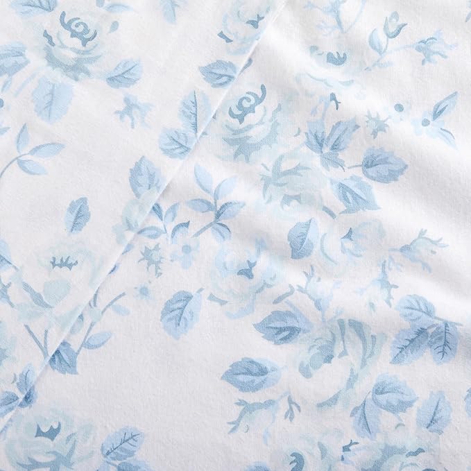 Market & Place 100% Cotton Full Flannel Sheet Set | 4 Piece Deep Pocket Cozy Winter Floral Bed Sheets | Double Brushed for Extra Softness & Comfort | Alpine Collection (Full, Vintage Floral)
