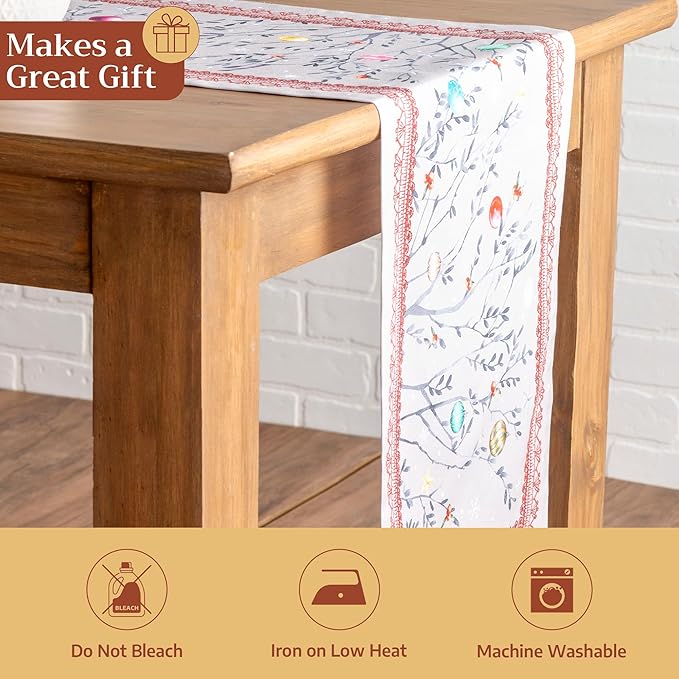 Maison d' Hermine Table Runner 100% Cotton Single Layer Table Runners 90 inches Long for Thanksgiving Christmas Decorations Home Kitchen Dining Party Wedding (Fairy Christmas, 14.5" x 90")