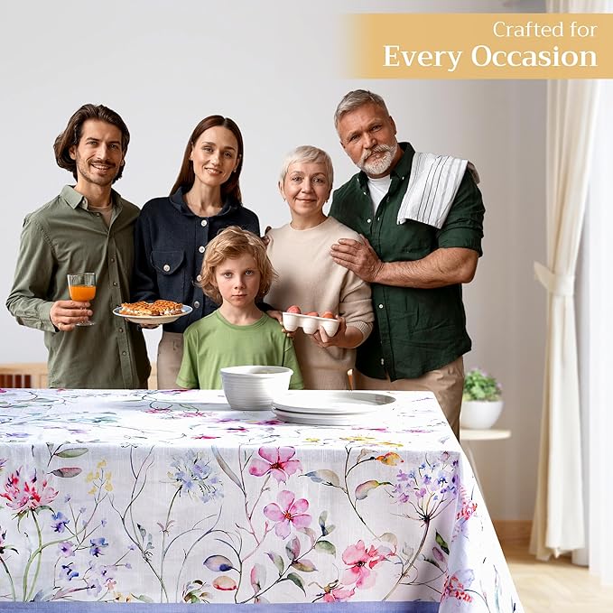 Maison d' Hermine Table Cloth Rectangle Table 100% Cotton 60 x 108 Inches Tablecloth Reusable Decorative for Dining Room, Farmhouse, Home, Party, Festive & Wedding Spring Summer - Summer Floral