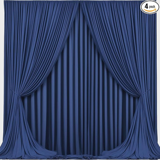 Navy Blue Backdrop Curtains - Wrinkle-Free Polyester Photography Drapes for Wedding, Baby Shower, Birthday, Graduation Party Decorations - 16 X 10FT