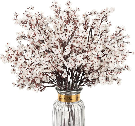 Babys Breath Artificial Flowers, 8 Bundles White Real Touch Fake Flowers Silk Flowers Bulk for Vase Home Office Wedding Spring Indoor Outdoor Centerpiece Table Party Decorations