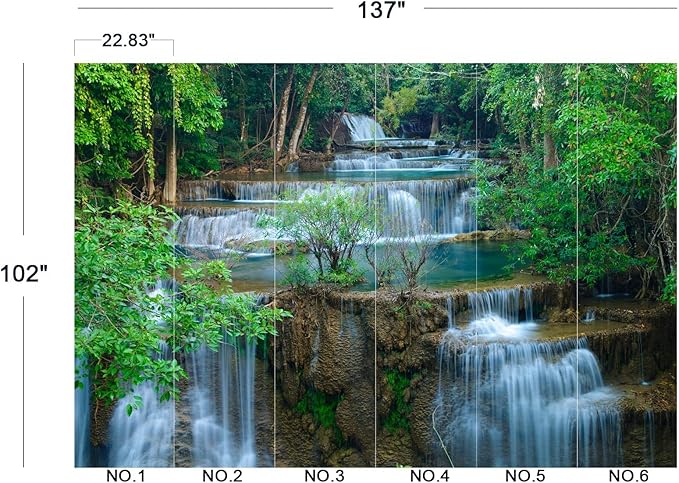 Cliouar-Kanchanaburi Waterfall Mural Wallpaper Peel and Stick 137" x 102"