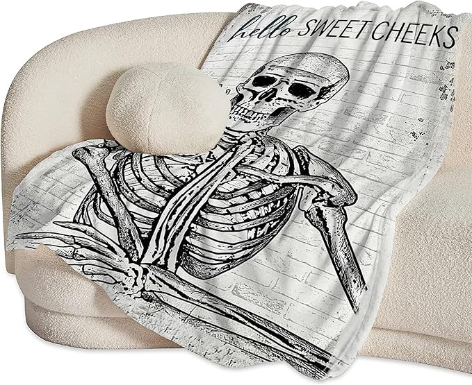 Funny Skeleton Throw Blanket - Skull Gifts and Decor for Boys, Men, Girls, Women, Kids, Adults - Soft Warm Cozy Fleece for Couch, Sofa, Bed 50"x40"