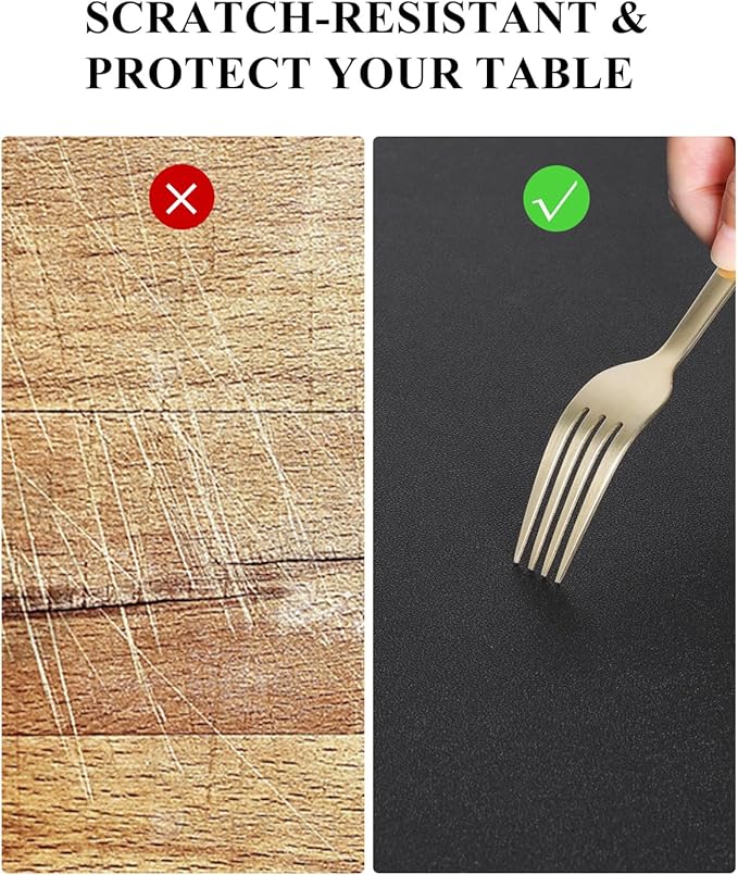 Black Plastic Table Cover Protector, 42" Round Waterproof Easy Flat PVC Desk Pad Mat, 1.5mm Thick Vinyl Table Top Protector for Dining Room Table, Office, Dresser