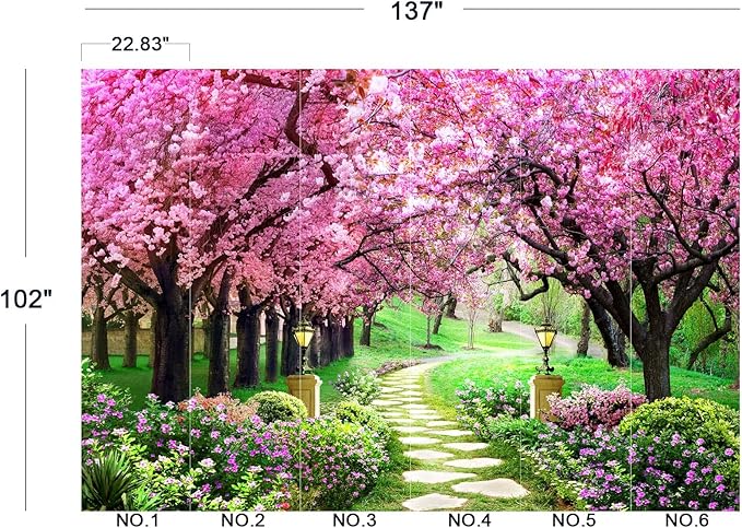 Cliouar-Pink Cherry Tree Flower Wall Mural Wallpaper Peel and Stick 137" x 102"