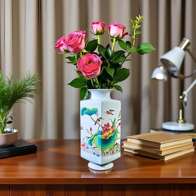 MTME Porcelain Figurines, Jingdezhen Decorative Flower vase, Home Decor, Wedding Gifts, Aesthetic Sculpture Home décor (Lotus)