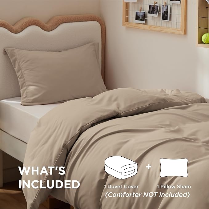 Bedsure Duvet Cover Twin/Twin XL Size - Soft Double Brushed Bedding Set for Kids & Adults, Zipper Closure, 2 Pieces, Includes 1 Duvet Cover (68"x90") & 1 Pillow Sham, NO Comforter, Hazel
