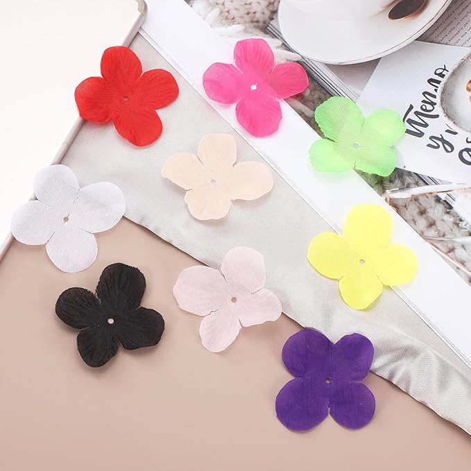 PATIKIL 1.8 Inch (4.5cm) Flowers Patch, 300Pcs Artificial Flowers Handmade Patches Silk Cloth Applique for Scrapbooking Wedding DIY Craft Supplies Card, Rose Red