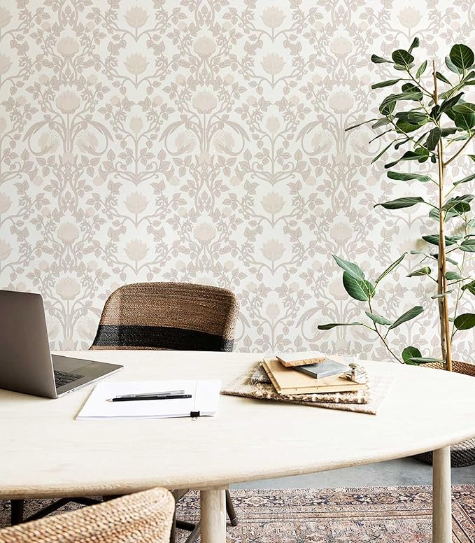 17.3" × 393.7" Pink Peel and Stick Wallpaper, Floral Wallpaper for Bedroom Bathroom Self Adhesive Removable