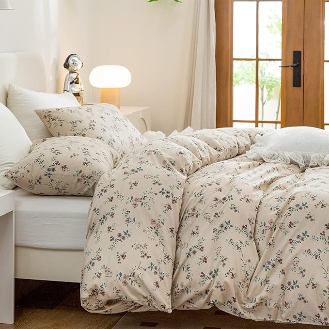 Floral Comforter Set Twin 2 Pieces Soft Chic Vintage Flowers Bedding Comforter Lightweight Garden Style Floral Botanical Flower Comforter Set for All Seasons and 1 Pillowcases (Floral, Twin)