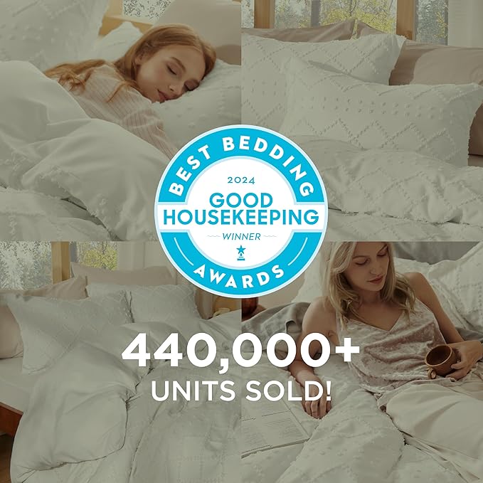 Bedsure Boho Duvet Cover King Size - Beige Breathable & Soft Boho Bedding, Machine Washable Comforter Cover for All Seasons, Includes 1 Duvet Cover 104"x90" with 2 Pillow Shams & Zipper Closure