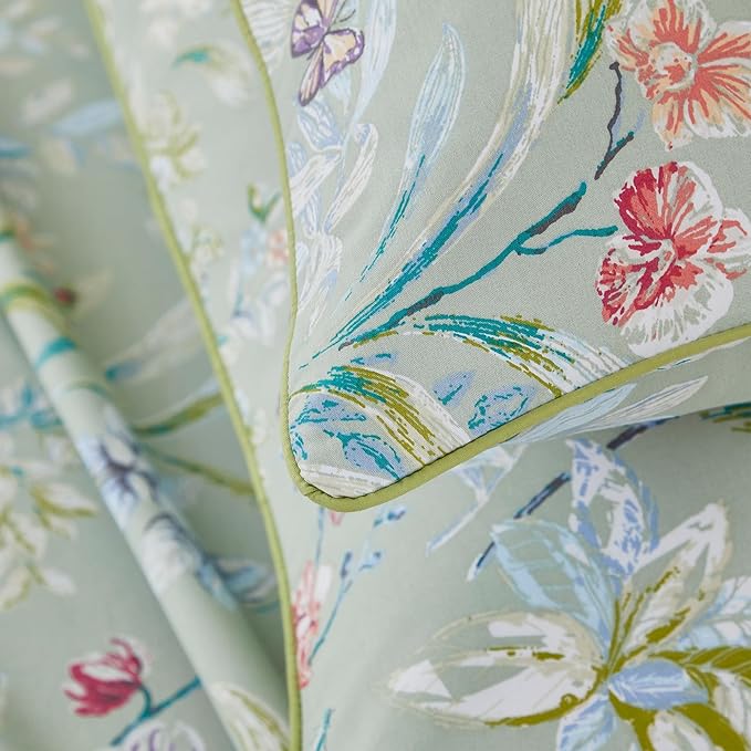 Brandream Bed Sheets Garden Style Butterfly Floral Bedding Elegant Watercolor Painting Farmhouse Queen Size Sheets Set Luxury Bedding Collections 100% Egyptian Cotton Deep Pocket, 4 Piece Green