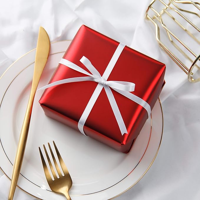 RUSPEPA Red Valentine's Wrapping Paper Roll - 81.5 Sq Ft Matte Metallic Red Foil Gift Wrap Jumbo Rolls for Wedding, Birthday, Shower, Congrats, Holiday, Christmas - 30 inches x 32.8 feet
